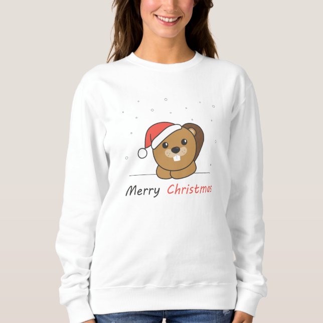 Beaver jul Snö Winter Animals Beaver T Shirt (Framsida)