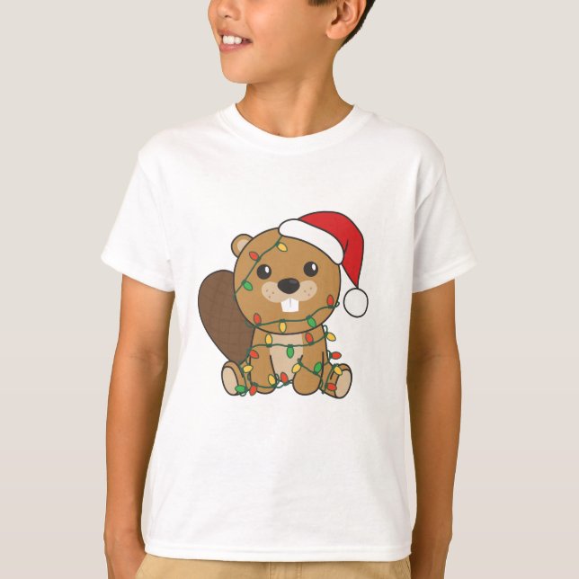 Beaver jul Winter Animals Beaver T Shirt (Framsida)