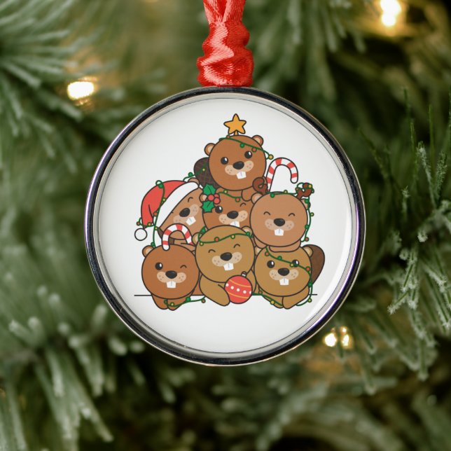 Beaver Julgran Funny Animal jul Ceram Julgransprydnad Metall (Träd)