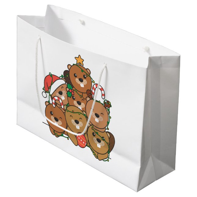 Beaver Julgran Funny Animal jul Large (Framsidan Vinklad)