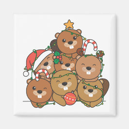 Beaver Julgran Funny Animal jul Magne Magnet