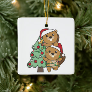 Beaver Julgran jul Animals Beavers Julgransprydnad Keramik