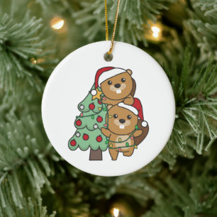 Beaver Julgran jul Animals Beavers Julgransprydnad Keramik