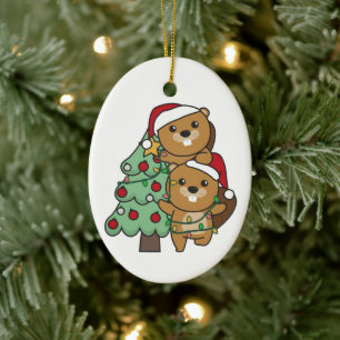 Beaver Julgran jul Animals Beavers Julgransprydnad Keramik