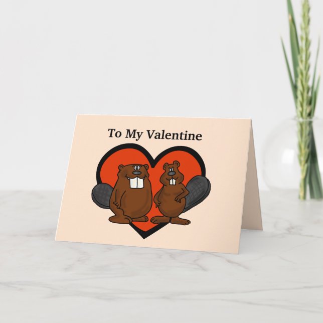 Beaver Kärlek Valentine Day Card Kort (Framsida)