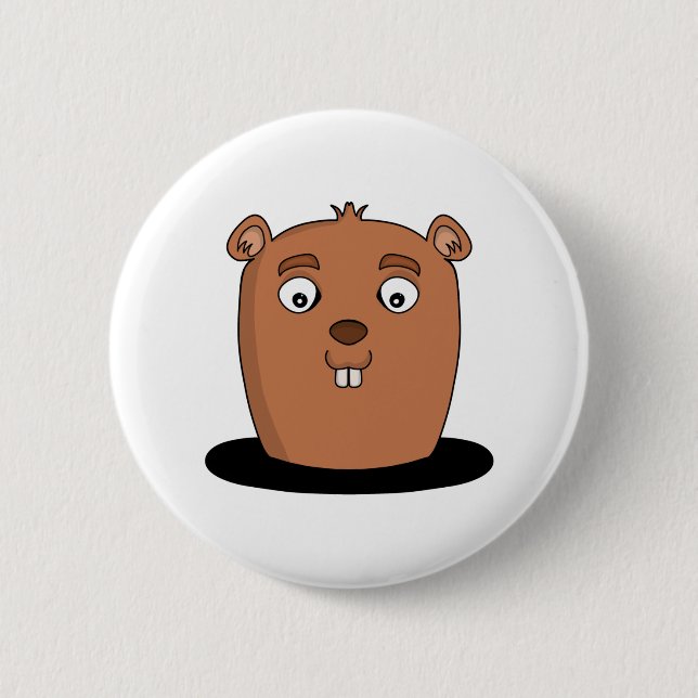 Beaver kommer från hål knapp (Framsida)