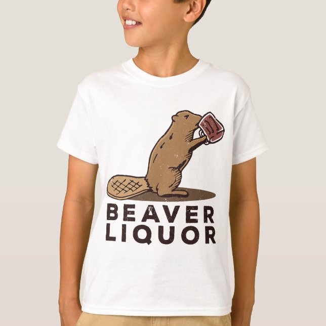 Beaver Liquor Drinking T Shirt (Framsida)