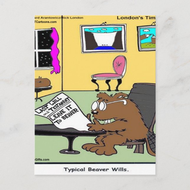 Beaver Living Wills Rick London Funny Vykort (Framsida)