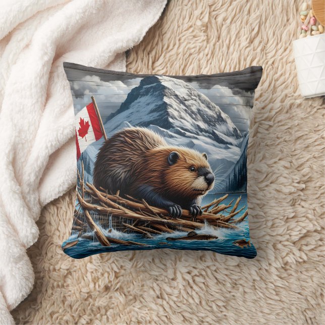 Beaver Lodge by Snowy Mountains Kudde (Filt)