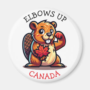 Beaver med en Maple Löv och Elbows Up Canada Big Magnet