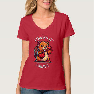 Beaver med en Maple Löv och Elbows Up Canada Big T Shirt