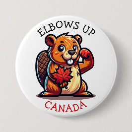 Beaver med en Maple Löv och Elbows Up Kanada Knapp