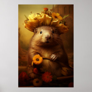 Beaver med följare på huvudet poster