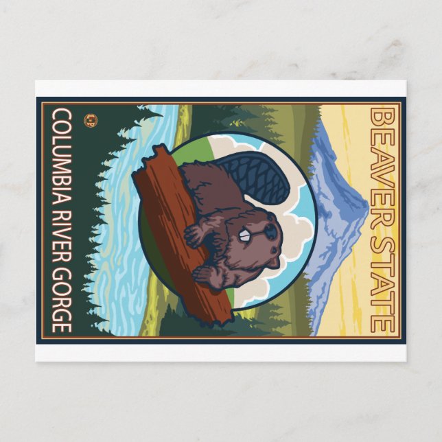 Beaver & Mt. Huva - Columbia River Gorge, OR Vykort (Framsida)