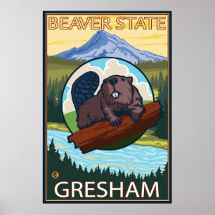 Beaver & Mt. Huva - Gresham, Oregon Poster
