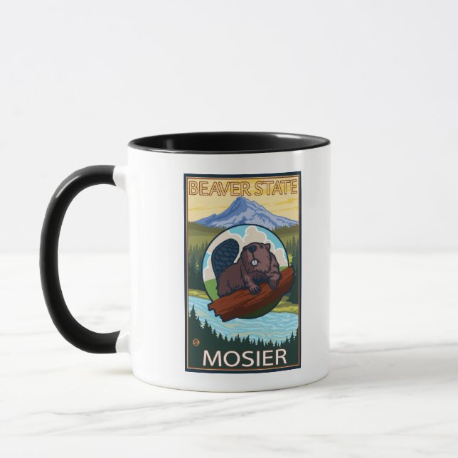 Beaver & Mt. Huva - Mosier, Oregon Mugg (Vänster)