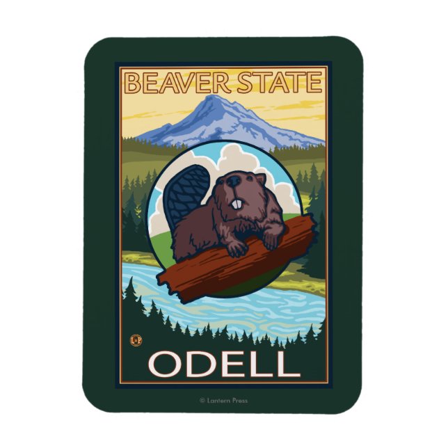 Beaver & Mt. Huva - Odell, Oregon Magnet (Vertikal)