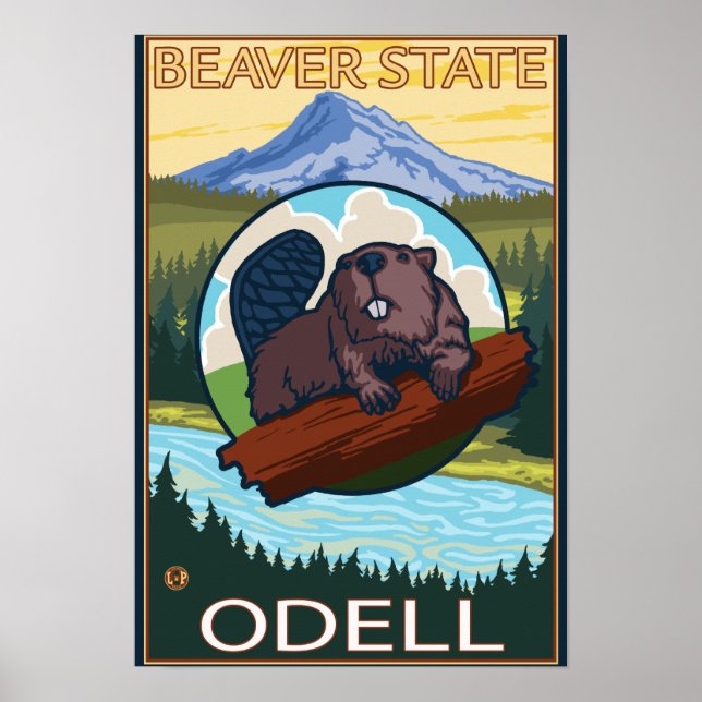 Beaver & Mt. Huva - Odell, Oregon Poster (Framsidan)