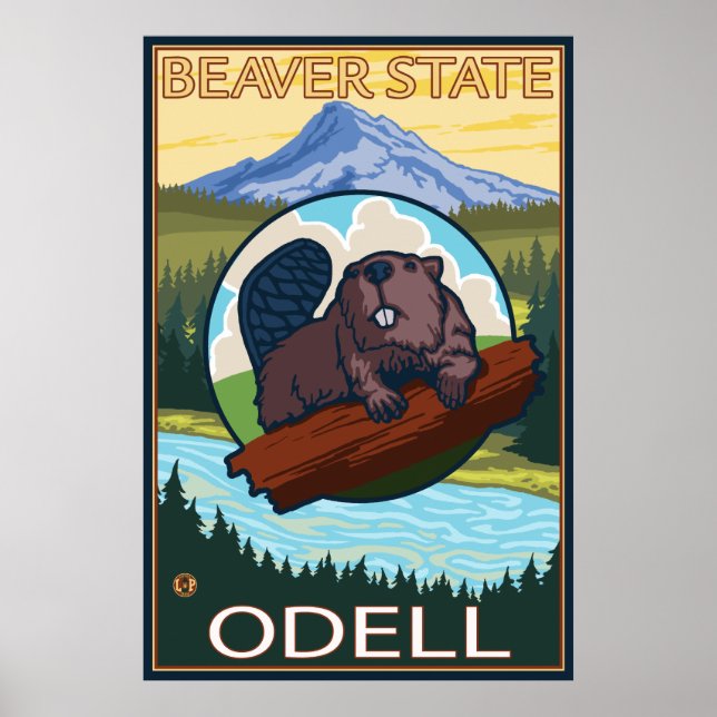 Beaver & Mt. Huva - Odell, Oregon Poster (Framsidan)
