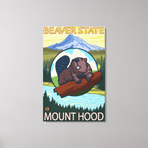 Beaver & Mt. Huva, OregonVintage Travel Poster Canvastryck
