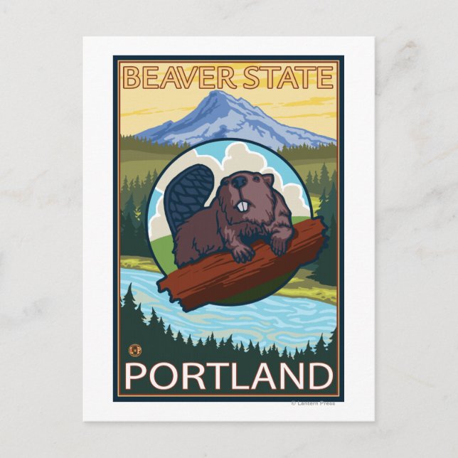 Beaver & Mt Huva - Portland, Oregon Vykort (Framsida)