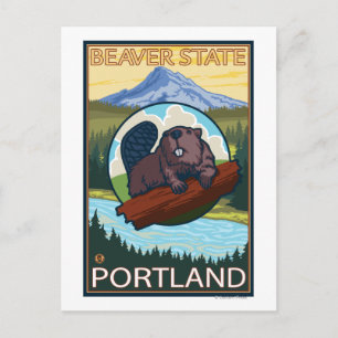 Beaver & Mt Huva - Portland, Oregon Vykort