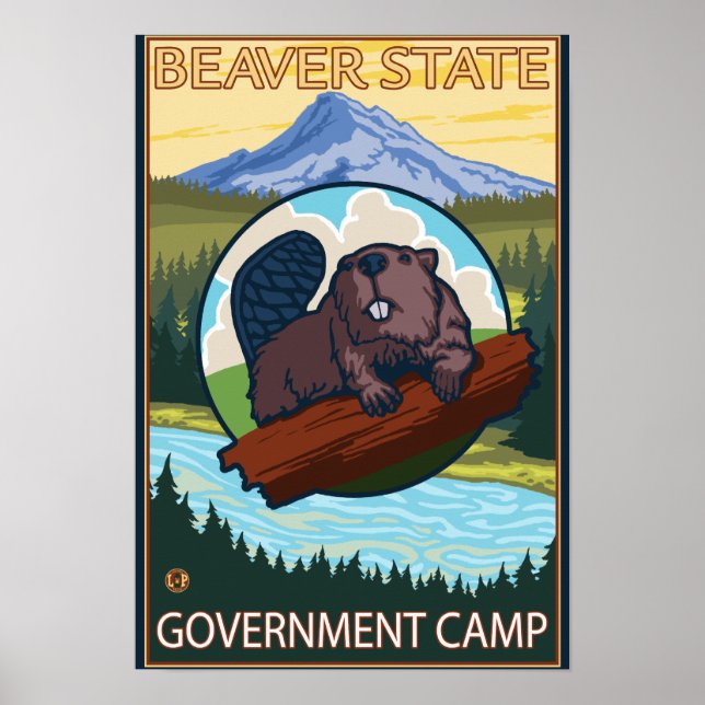 Beaver & Mt Huva - Statligt läger, Oregon Poster (Framsidan)