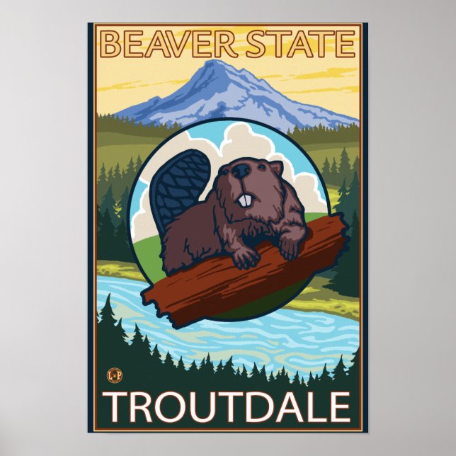 Beaver & Mt. Huva - Troutdale, Oregon Poster (Framsidan)