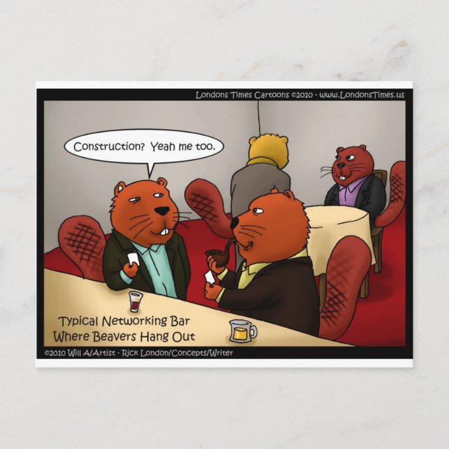 Beaver Networking Funny ger Tees & Cards Vykort (Framsida)
