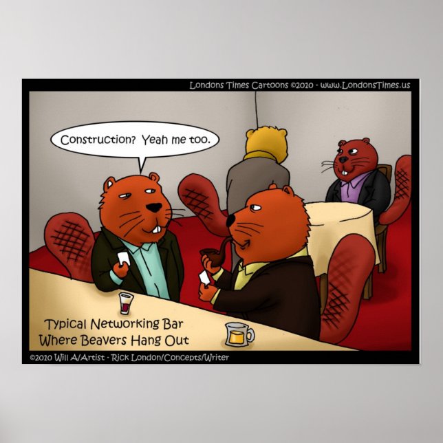 Beaver Networking Funny Poster (Framsidan)