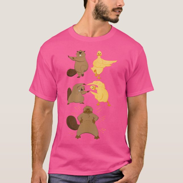 Beaver och Anka Fusion Dance Anime Funny Platypus T Shirt (Framsida)