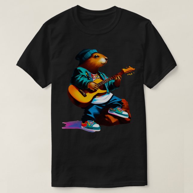 Beaver och Guitar T Shirt (Design framsida)