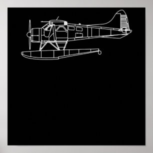 Beaver On Flyter Sea Flygplan Piot Funny Gift Poster
