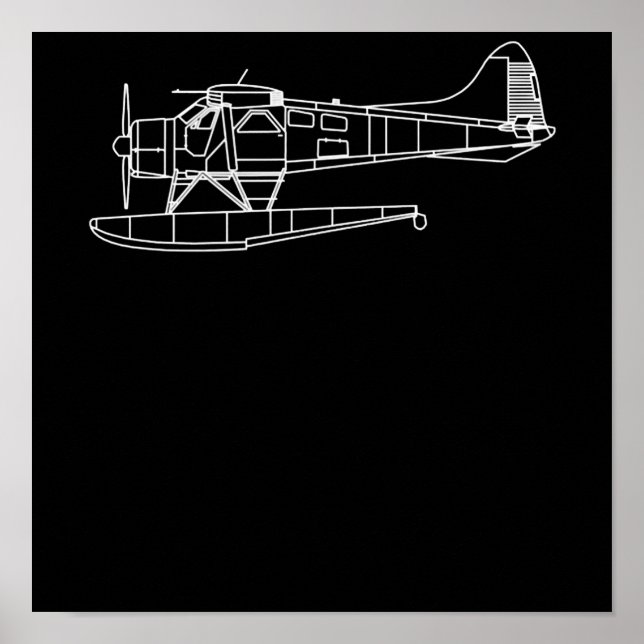Beaver On Flyter Sea Flygplan Piot Funny Gift Poster (Framsidan)