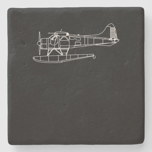 Beaver On Flyter Sea Flygplan Piot Funny Gift Stenunderlägg (Framsidan)