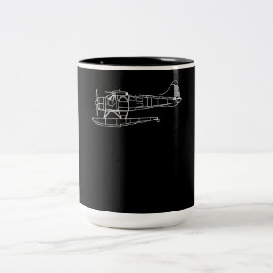 Beaver On Flyter Sea Flygplan Piot Funny Gift Två-Tonad Mugg