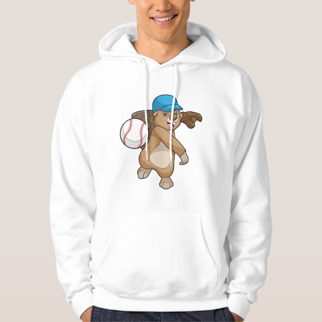 Beaver på Baseball Sports med sockel Hoodie (Framsida)