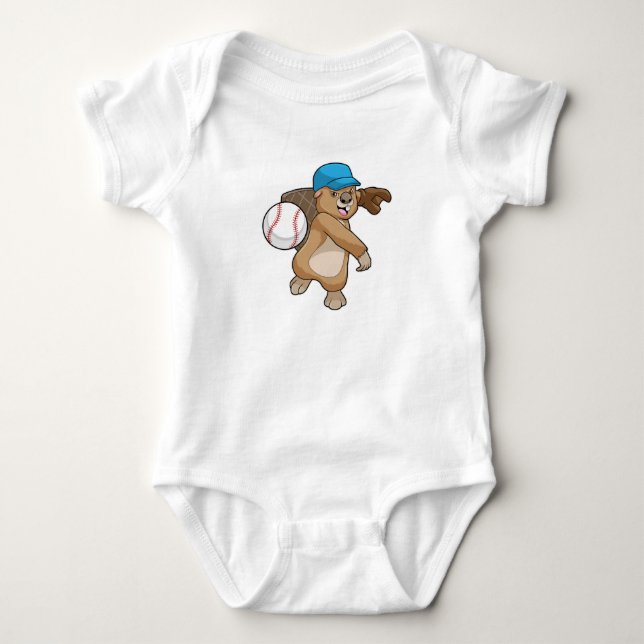 Beaver på Baseball Sports med sockel T Shirt (Framsida)