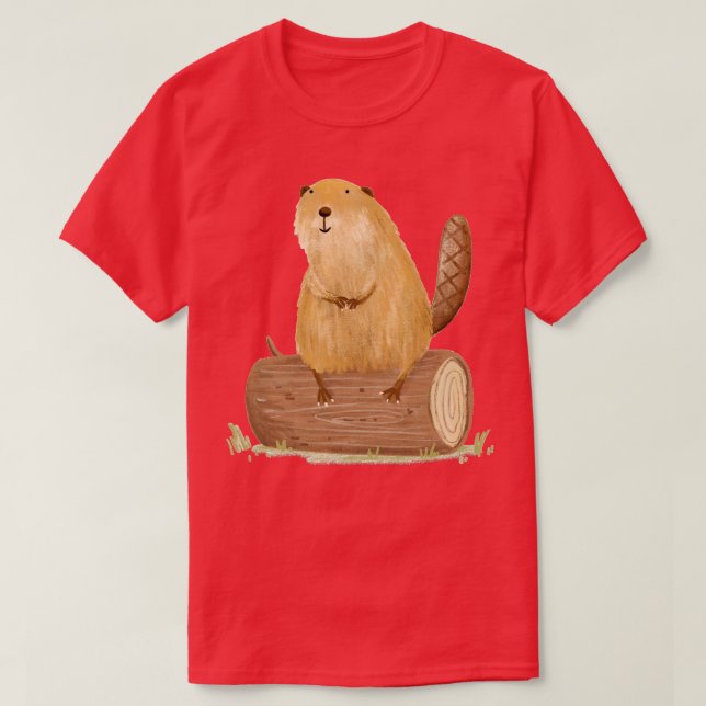Beaver på en logg t shirt (Design framsida)