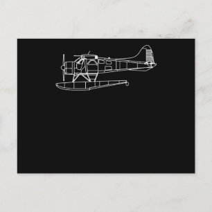 Beaver på Flyt Sea Flygplan Pilot Front & Back Inbjudan Vykort