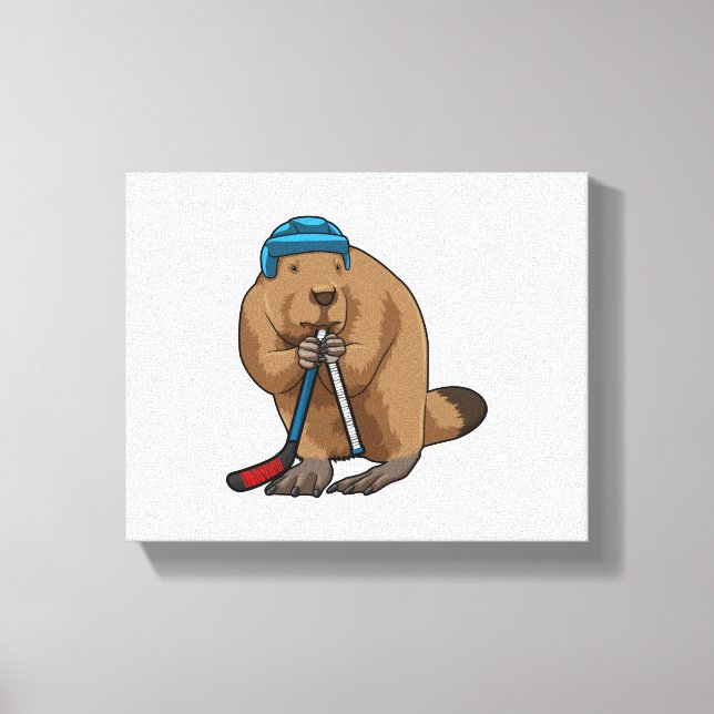 Beaver på ishockey med ishockeyklubb canvastryck (Framsida)