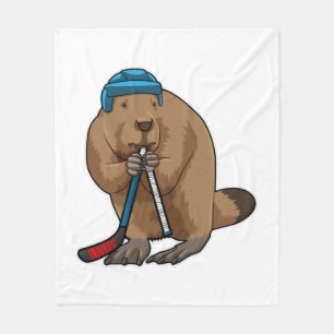 Beaver på ishockey med ishockeyklubb fleecefilt