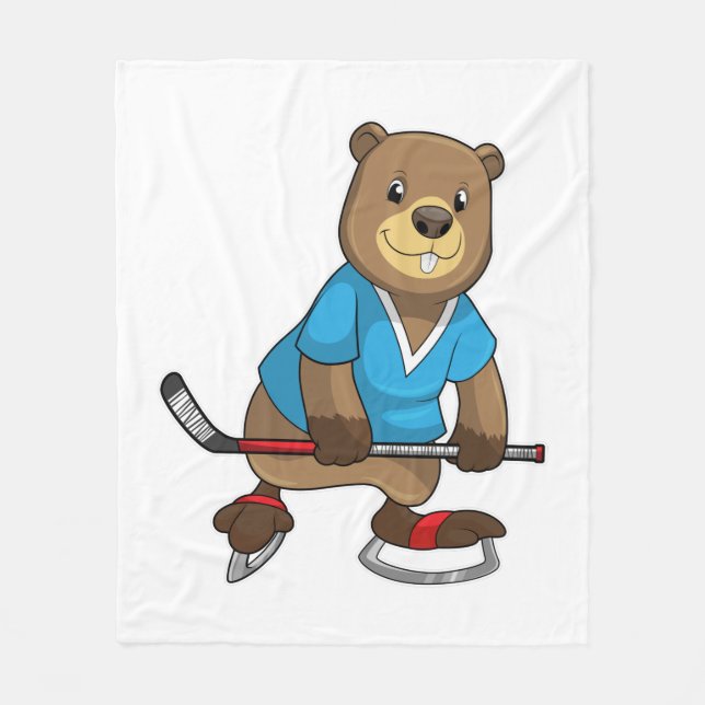 Beaver på ishockey med ishockeyklubb fleecefilt (Framsidan)