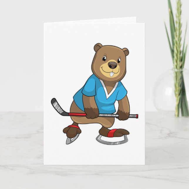 Beaver på ishockey med ishockeyklubb kort (Framsida)