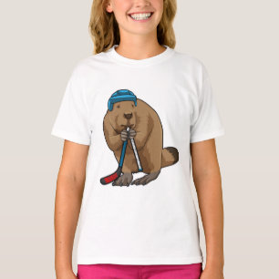 Beaver på ishockey med ishockeyklubb t shirt