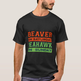 Beaver på lördag Seahawk vid Seattle Gift Söndag T Shirt