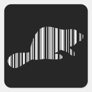 BEAVER PUB CODE Djurstreckkod Mönster Design Fyrkantigt Klistermärke