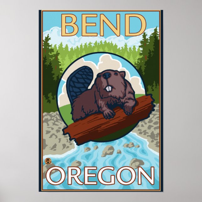 Beaver & River - Bend, Oregon Poster (Framsidan)
