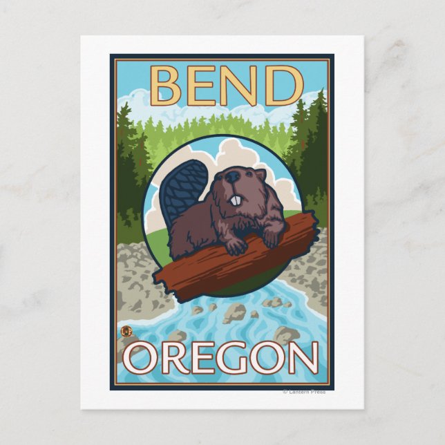Beaver & River - Bend, Oregon Vykort (Framsida)