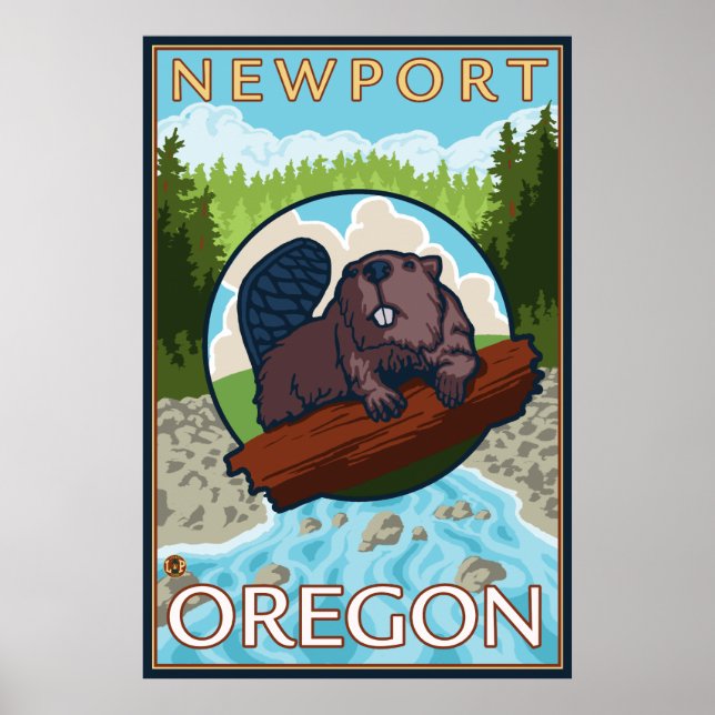 Beaver & River - Newport, Oregon Poster (Framsidan)